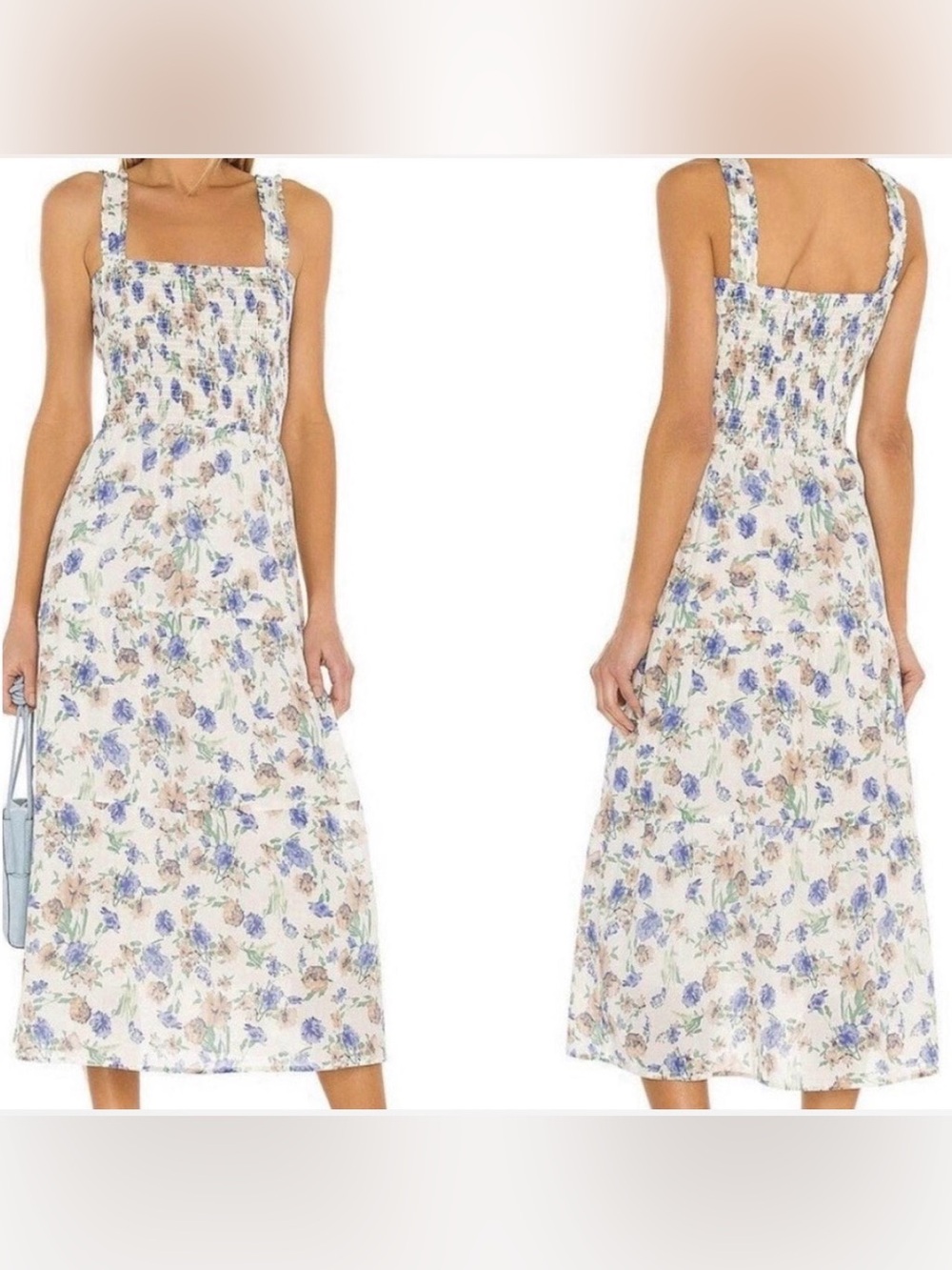 Heartloom Cream Floral Sundress with Blue and Brown Print